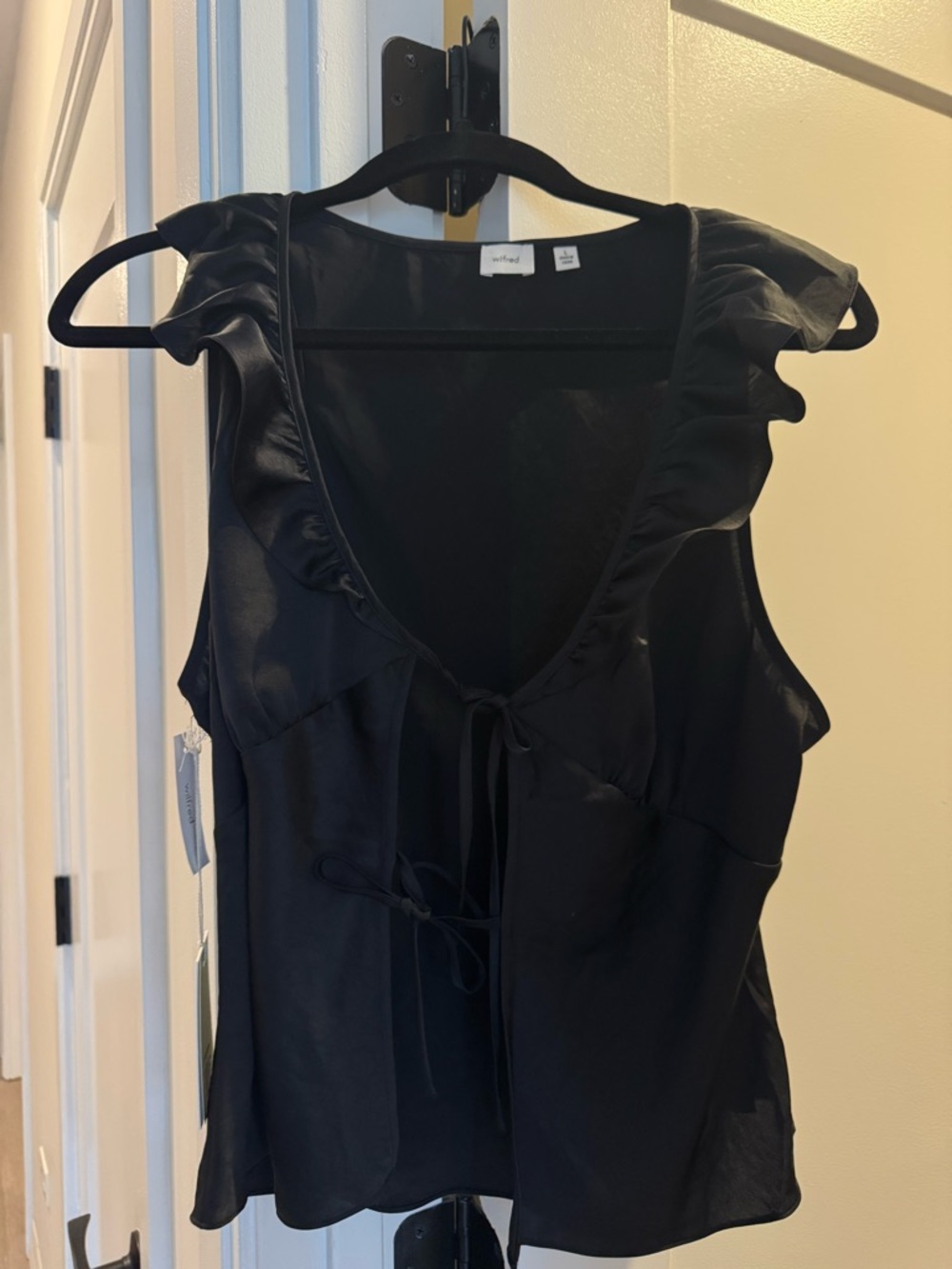 Wilfred Black Ruffle Tie-Front Sleeveless Blouse